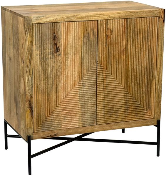 Sideboard Mango Massivholz 91x96cm - Kommode mit 2 Türen - Wohnzimmerschrank mit Metallbeine - Design Anrichte - Standschrank Modern - Kommodenschrank Flurschrank Handmade