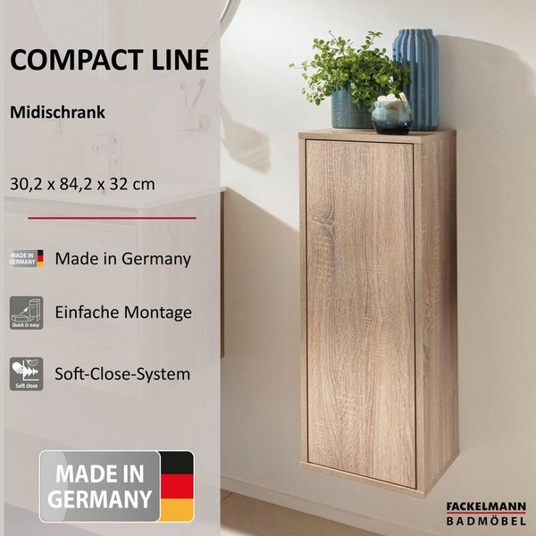 FACKELMANN COMPACT LINE Midischrank 30 cm breit, Braun