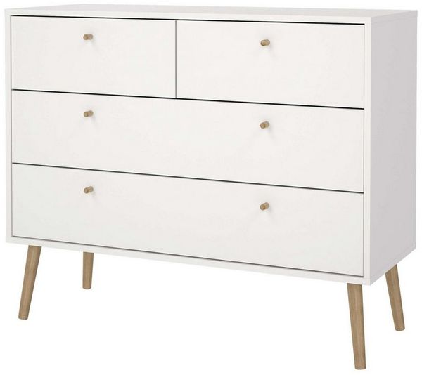 andas Kommode Bodo, Aufbewahrung, Schubladenschrank, Stauraum, 4 Schubladen, Beine und Griffe aus Echtholz, Breite 99 cm