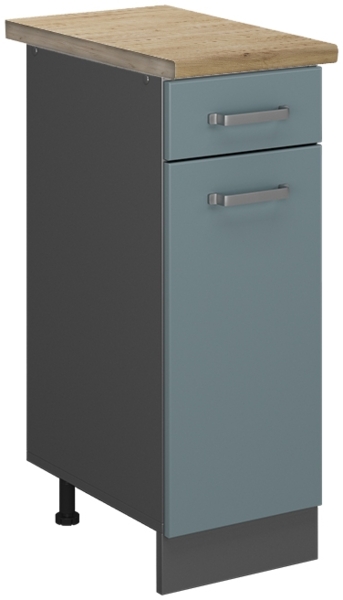 Küchenunterschrank R-Line Blau-Grau 30 cm , AP Eiche Vicco