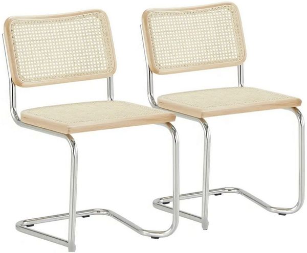 k-hometrends Freischwinger KADEN (2er-Set), Stühle aus Buchenholz mit Wiener Geflecht – handgefertigt in Italien