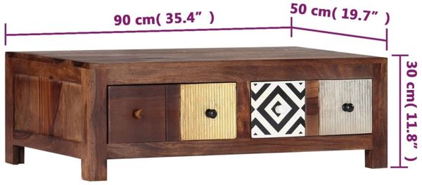 vidaXL Couchtisch 90x50x30 cm Massivholz Akazie 247731 Bild 5