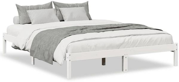 Betten für Erwachsene, Massivholzbett Extra Lang ohne Matratze Weiß 160x220 Kieferholz de530