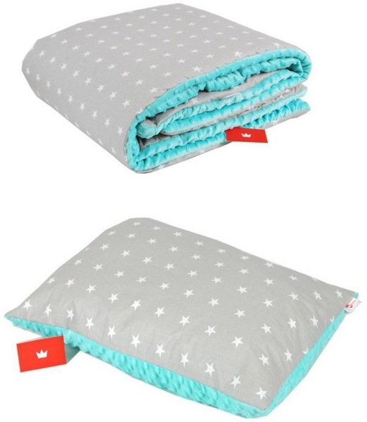 BabyLux 'Sterne' Kuscheldecke 100x150 cm mit Kissen, grau Bild 1