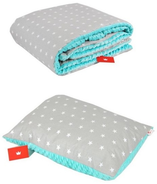 BabyLux 'Sterne' Kuscheldecke 100x150 cm mit Kissen, grau Bild 2