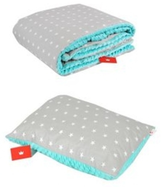BabyLux 'Sterne' Kuscheldecke 100x150 cm mit Kissen, grau Bild 4