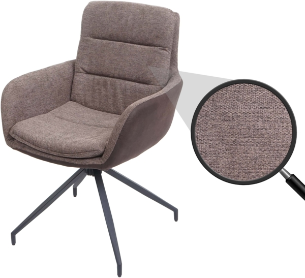 Mendler 'HWC-K32' Esszimmerstuhl, Auto-Position, Stoff / Textil braun-dunkelbraun