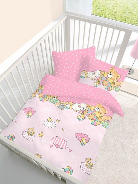 Baby Wende Bettwäsche Bärchen rosa 100x135 + 40x60 cm