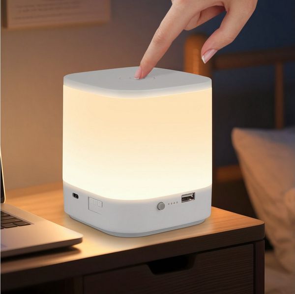 Nettlife LED Nachttischlampe 2/4ER Touch Dimmbar Akku 1800mAH USB Aufladbar Weiß Kabellos, Dimmbar, LED fest integriert, mit 3 Farbtemperaturen&Timing Funktion Nachtlicht