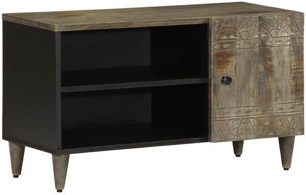 vidaXL TV-Schrank Hellgrau 80x31,5x46 cm Massivholz Mango 4017807