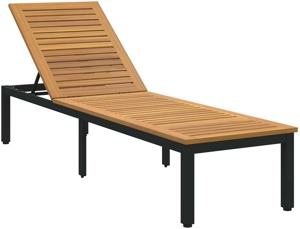 vidaXL Sonnenliege Schwarz 200 x 55 x 35 cm Massivholz Akazie 4010620
