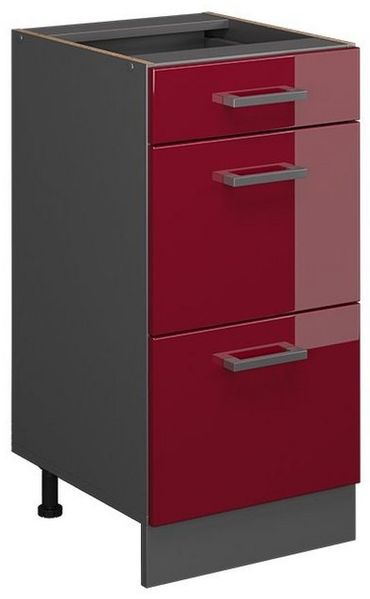 Küchenunterschrank R-Line Rot Hochglanz 40 cm mit Schubladen, ohne Arbeitsplatte Vicco Bild 5