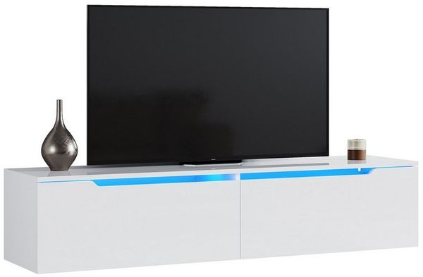 SONNI TV-Schrank Lowboard TV Schrank weiß/schwarz Hochglanz 100-200cm