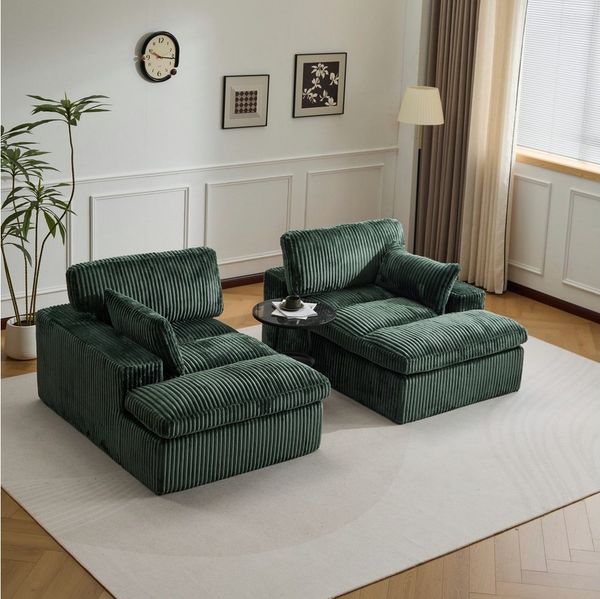 Leawin Loungesofa Sofa mit Bettfunktion 2-Sitzer – Cordsofa Sofas Wohnzimmer, Weicher Cordbezug, großes Schlafsofa, ideal für kleine Räume