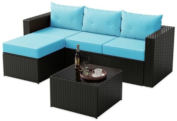 HTI-Living Gartenlounge-Set Terrassenmöbel Bettina, (Set, 2-tlg, 1 Ecksofa, 1 Beistelltisch inkl. 3 Rücken- und 4 Sitzkissen), Loungegarnitur mit Kissen