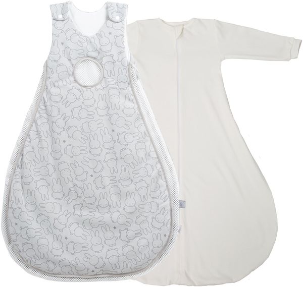 roba 'safe asleep®' Schlafsack Air PLUS - Design 'miffy®' - 74 / 80 cm - inkl. Strampelsack - Grau / Weiß