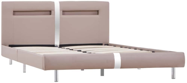 vidaXL Bettgestell mit LED ohne Matratze Cappuccino-Braun 135x190 cm 281043 Bild 3