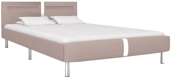 vidaXL Bettgestell mit LED ohne Matratze Cappuccino-Braun 135x190 cm 281043 Bild 1