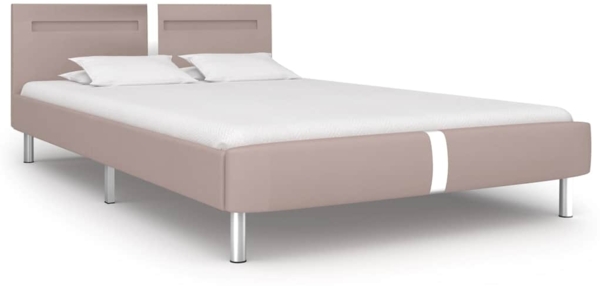 vidaXL Bettgestell mit LED ohne Matratze Cappuccino-Braun 135x190 cm 281043 Bild 2