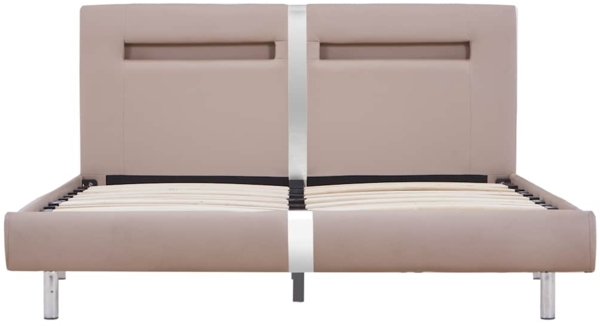 vidaXL Bettgestell mit LED ohne Matratze Cappuccino-Braun 135x190 cm 281043 Bild 4