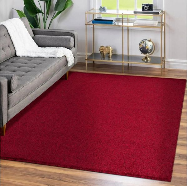 Teppium Teppich Unicolor - Einfarbig, Rechteckig, Höhe: 11 mm, Einfarbig Kurzflor Teppich Wohnzimmer Rot Modern Rücken aus Filz