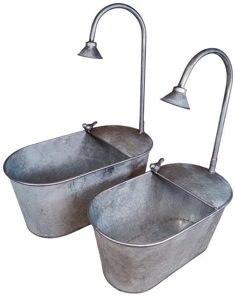 colourliving Pflanzkübel Zinkwannen Set (verzinkt) im Badewannen-Look – Metall-