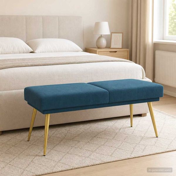 vidaXL Doppellagige Bank Blau 120 x 45 x 46 cm Samt 42038594