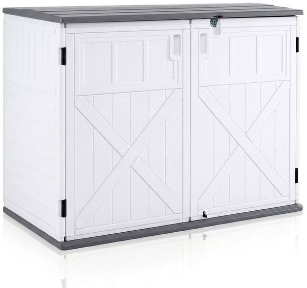 COSTWAY Auflagenbox, Gartenschrank, Geräteschrank mit verstellbarem Regal