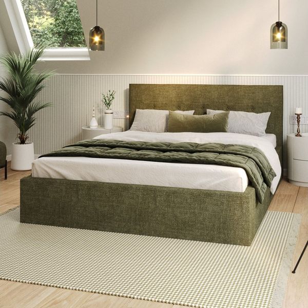 FDM Polsterbett BOHO Bettgestell 90x200, 120x200, 140x200, 160x200, 180x200 cm (Polsterbett modern mit Bettkasten MADE IN EU - mit hochwertigem Ottawa Bezug, verfügbar 90x200 120x200 140x200 160x200 180x200 cm, Bettrahmen, Bett, mit großen gepolsterten K...