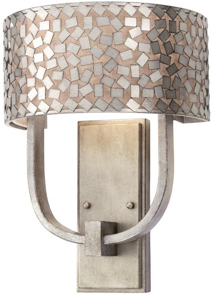 Wandleuchte, Metall Leinen, Silber, H 39,4 cm