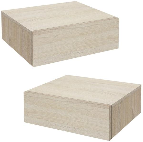 ML-DESIGN Nachttisch Nachtschrank hängend mit Schublade, grifflos, Holzwerkstoff, Wandmonta (Komplett-Set, 2-St), Nachtkonsole Wandboard Wandregal Wandschrank Beige