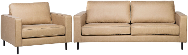 Sofa Set Lederoptik beige 4-Sitzer SAVALEN