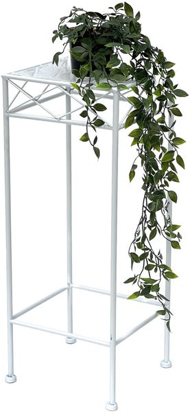 DanDiBo Blumenhocker Weiß Metall Eckig 60 cm Blumenständer 96314 M Beistelltisch Blumensäule Modern Pflanzenständer Pflanzenhocker