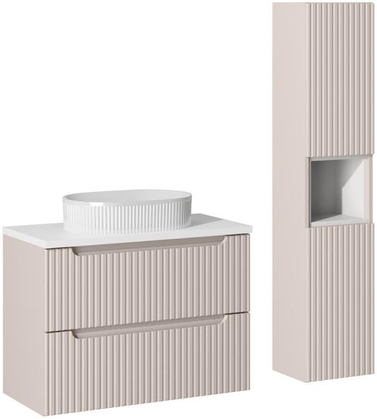 Badmöbel Set 2-teilig mit 80cm Waschtisch, kaschmir und weiß, NEWPORT-56-CASHMERE