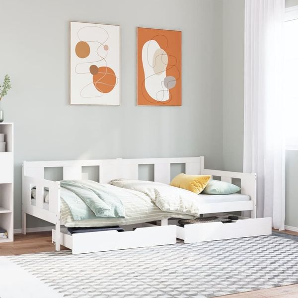 vidaXL Tagesbett mit Schubladen Weiß 90x190 cm Kiefernholz 3302119