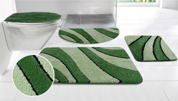 OTTO home Badematte Anna, Badvorleger, Badezimmer Teppich, Höhe 16 mm, rutschhemmend beschichtet, schnell trocknend, fußbodenheizungsgeeignet, Polyester, rechteckig, Badteppich, Hoch Tief Effekt, Modern, Weich, Wellen