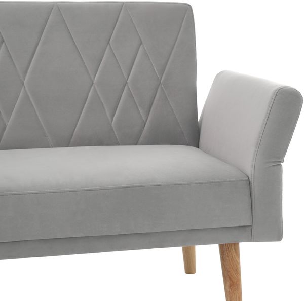 Schlafsofa Sitzfläche 160x54 cm, Gesamt 180x75x82 cm, Samt Grau, verstellbare Rückenlehnen 108/135/180° Bild 10