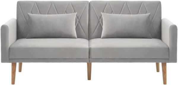 Schlafsofa Sitzfläche 160x54 cm, Gesamt 180x75x82 cm, Samt Grau, verstellbare Rückenlehnen 108/135/180° Bild 5