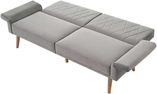 Schlafsofa Sitzfläche 160x54 cm, Gesamt 180x75x82 cm, Samt Grau, verstellbare Rückenlehnen 108/135/180° Bild 6