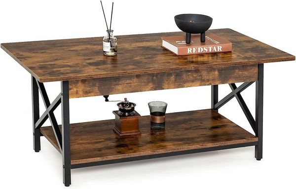 KOMFOTTEU Couchtisch Kaffeetisch, mit Ablage, 110 x 60 x 48 cm