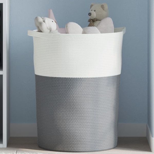 vidaXL Aufbewahrungskorb Grau und Weiß Ø49x65 cm Baumwolle 358494