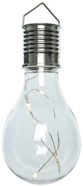 Lumineo LED Solarleuchte, Dauerlicht, warmweiß, Solar Gartenleuchte LED Birne Glühbirne Kunststoff 8x14 cm warmweiß