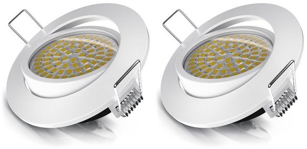 Brandson LED Einbaustrahler Deckenspot schwenkbar, Ultra Flach, Warmweiß 3000K, 5W, 320 Lumen, Dimmfunktion, Schwenkmechanismus (30° vertikal), LED fest integriert, warmweiß, Slim Einbauleuchte, Einbauspot Edelstahl Optik, Alu Deckenstrahler