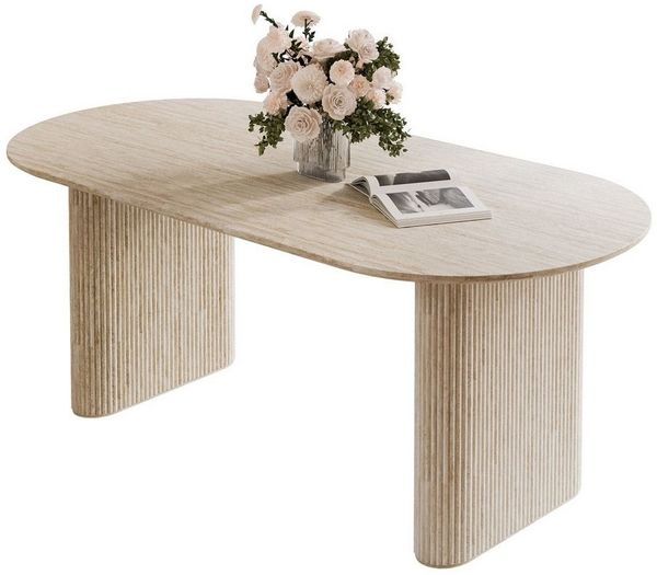 Lookway Esstisch OVI Tisch mit geriffeltem Gestell Hochglanz (1x Tisch), Breite: 180 cm