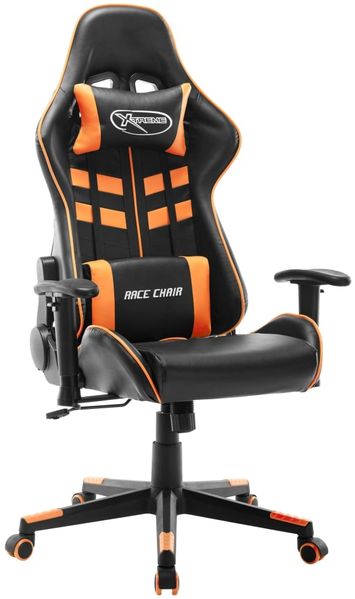 Gaming-Stuhl, Schreibtischstuhl, Bürostuhl Schwarz und Orange Kunstleder