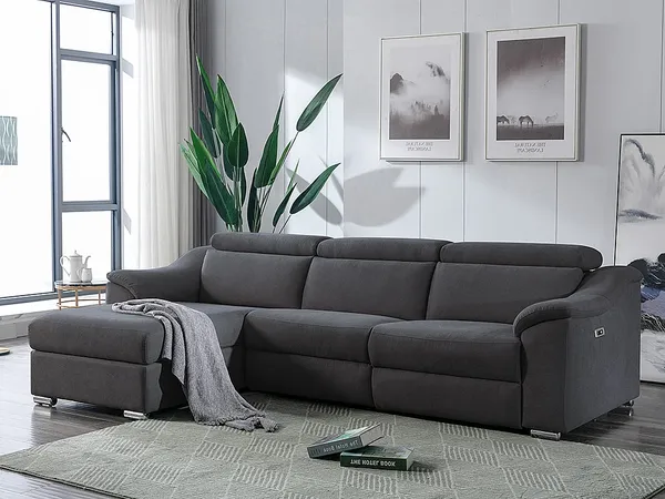 Ecksofa mit elektrischer Relaxfunktion PEDRERA - Stoff - Anthrazit - Ecke links