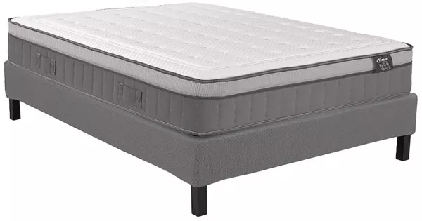 Vente-unique - ASGARD Mattress and bed base set Holz, PlatteStoff GrauWeiß - B 160 cm x H 35 cm30 cm x L 200 cm