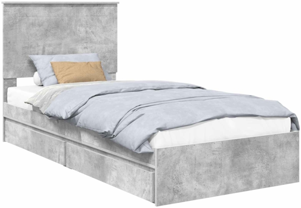 vidaXL Aufbewahrungsbett Beton Grau 100x200 cm Holzwerkstoff 3409583