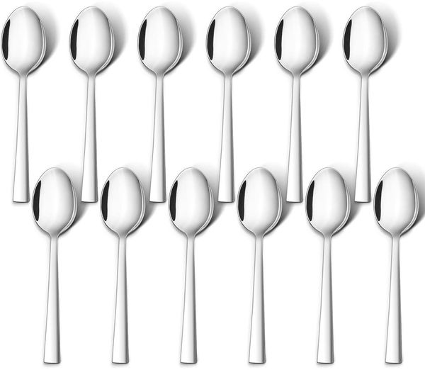 TEAMFAR Kaffeelöffel Set 12 Stück Edelstahl Dessertlöffel 13,6cm Spiegelpoliert