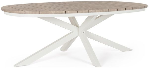 Ovaler Gartenesstisch Marzel - Aluminium, 218 x 115 cm, Off-White